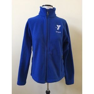 Ladies YMCA Staff Blue Fleece Zip Up Jacket